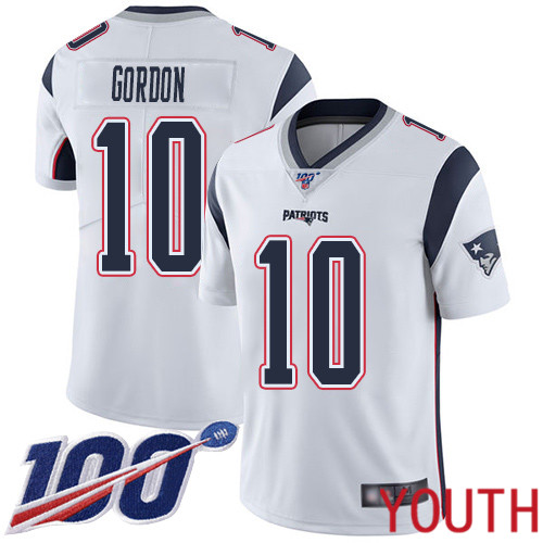 New England Patriots Football #10 Vapor Untouchable 100th Season Limited White Youth Josh Gordon Road NFL Jersey->youth nfl jersey->Youth Jersey